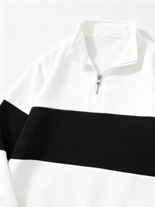 เสื้อฮู้ดผู้ชายผ้าฝ้าย 100% ทรงโอเวอร์ไซส์ สีตัดต่อ สวมใส่สบาย เหมาะสำหรับฤดูหนาว ทรงปกติ ผ้าเฟรนช์เทอร์รี่ถัก - Product Image 4