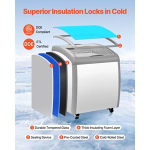 Congelador Horizontal Comercial de 5.4 Pies Cúbicos, 19.3 F, Temperatura Ajustable, Congelador Móvil con 2 Cestas de Alambre para Exhibición de Helados - Product Image 4