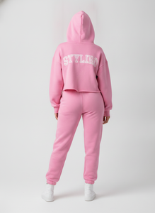 Conjunto de Sudadera con Capucha Oversize Rosa para Mujer, Sudadera de Felpa con Estampado de Letras y Logotipo Frontal, Manga Regular, Ropa de Otoño - Product Image 2