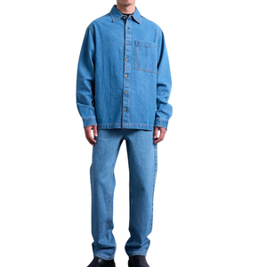 Chemises en jean pour hommes à double poche, boutonnées, personnalisées en usine, style western classique, fournisseur de chemises en jean pour hommes - Product Image 6