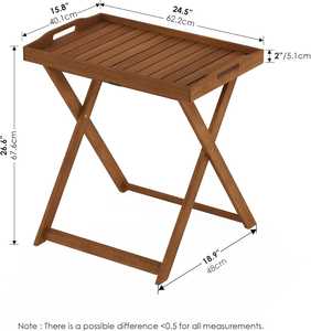 HUY GIA Large Exterior Metal <b>Foldable</b> Tray <b>Table</b> Contemporary Design for <b>Outdoor</b> Furniture Patio Living Room & Hotel Use - Product Image 4