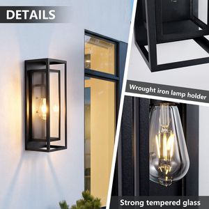 18-Inch Outdoor <b>Wall</b> Lantern 2-Pack Large Black Waterproof Exterior <b>Sconce</b> Anti-Rust Porch <b>Light</b> Fixture - Product Image 3