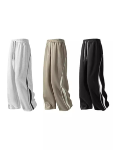 Pantalon de survêtement unisexe personnalisé à jambe large, imprimé ou uni, en molleton de coton léger, coupe oversize, style streetwear Y2K décontracté avec cordon de serrage - Product Image 2