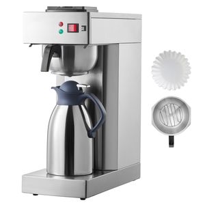Macchina per Caffè a Goccia in Acciaio Inox da 12 Tazze con Caraffa Termica per Uso Alberghiero, Spina UK, per Caffè Caldo o Freddo - Product Image 1