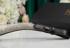 Diadema de cristal de lujo con diseño de color personalizable para caballos, accesorio de cabezada de cuero curvado brillante, logotipo personalizado, alta calidad. - Product Image 4