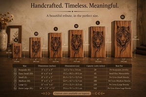 Handmade Eco-Friendly Durable American Style Wooden Tiger Cremation Urn Engraved <b>Memorial</b> Keepsake <b>Box</b> Personalized Ashes - Product Image 3