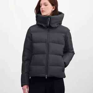 Veste matelassée pour femme, couleur unie, vêtement d'hiver, manches longues, col montant, fermeture éclair, rembourrage en polyester, longueur courte - Product Image 1