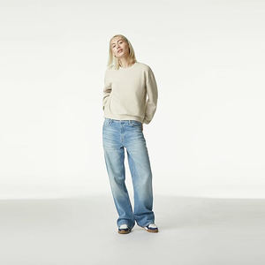 Sweat-shirts à manches bouffantes pour femmes, col rond, coupe décontractée, manches longues, en molleton doux, mélange de coton, féminin - Product Image 2