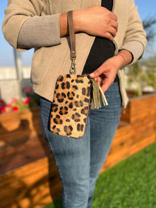 Véritable cuir de vachette bracelet pochette sac à main pochette marron portefeuille Western patchs cheveux sur peau imprimé Animal pochette en cuir véritable - Product Image 2