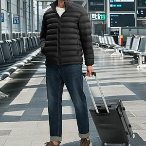 Chaqueta Acolchada Ligera para Hombre, con Capucha Desmontable, Resistente al Agua, Abrigo Casual de Invierno, Chaqueta Aislante con Capucha para Viajes, Esquí y Actividades al Aire Libre - Product Image 3