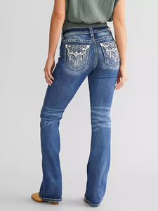 Pantalones Vaqueros Acampanados de Estilo Occidental Vintage para Mujer, Elegantes, Casuales, de Cintura Media, Largos, de Secado Rápido y Transpirables, Marca Muzamin Apparel - Product Image 3