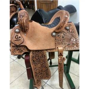 Selle de cheval Western Pleasure en cuir véritable faite à la main de haute qualité, entièrement sculptée, style antique, disponible en gros à partir de 2026 - Product Image 4