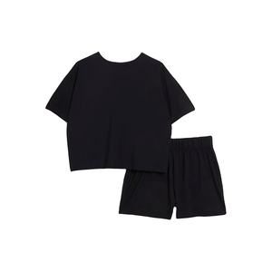 Conjunto deportivo de verano para mujer, de algodón, transpirable, suave, que absorbe la humedad, de secado rápido, pantalones cortos de punto y camiseta, para gimnasio, yoga, uso diario. - Product Image 1
