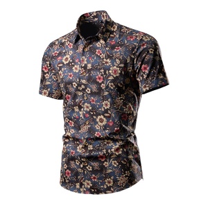 Nouvelle chemise formelle à manches courtes pour homme, 100 % coton, imprimé floral 3D, col rabattu, coupe ajustée, vente en gros, OEM, orientée vers l'exportation - Product Image 4
