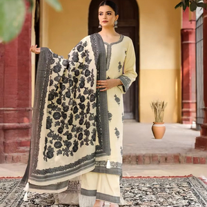 Colección de Verano Safaa TALAH - Tela de Algodón Premium Sin Coser para Vestidos |   Trajes Chikankari Tejidos con Motivos Florales al por Mayor - Product Image 1