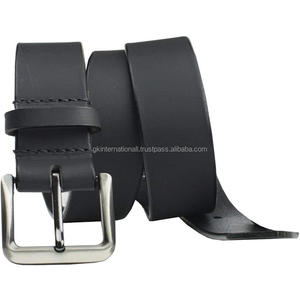 เข็มขัดลำลองสำหรับผู้ชายหนังพรีเมี่ยมสีดำทนทานหัวเข็มขัดโลหะนิกเกิลแบบลำลองสำหรับธุรกิจ - Product Image 4