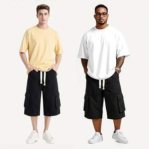 กางเกงยีนส์ขาสั้นทรงหลวมสำหรับผู้ชาย กางเกงยีนส์เดนิมขายาวแบบคาร์โก้ เอวยางยืด ความยาวขาใน 15 นิ้ว - Product Image 4