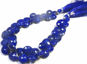 Perles de pierres précieuses facettées en Lapis Lazuli 6-11 mm, bleu naturel, percées sur le côté, brin de 8 pouces, forme cœur, qualité supérieure GemsValley - Product Image 2