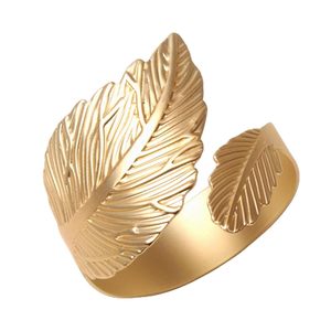 Gold Feather Napkin Ring Metal Table Decoration for <b>Wedding</b> Party Valentine's DayLuxury Golden Metal Portable Napkin & <b>Tissue</b> - Product Image 3