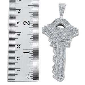 Colgante de moissanita redonda con forma de llave, estilo diamante, para fiestas de hip hop, de plata de ley 925, joyería fina, colgantes y dijes al por mayor - Product Image 4