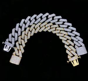 Pulsera de Cadena de Diamantes de Lujo con Baño de Oro de 18K, Corte Baguette, Engaste en Canal, Eslabones Geométricos, Estilo Unisex para Uso Diario - Product Image 1