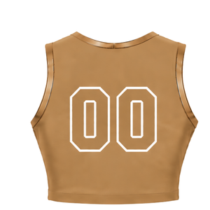 <b>Tan</b> <b>Brown</b> Cheerleading Jersey Sleeveless Crop Top Custom Team Sports Uniform Performance Athletic Wear Training Apparel - Product Image 2
