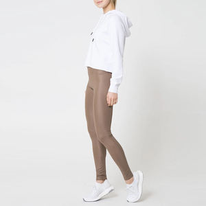 Leggings Largos sin Costuras de Cintura Alta, Térmicos, Transpirables, Casuales, Color Taupe Sólido, Estilo Deportivo, Tejido Elástico para Mujer - Product Image 3