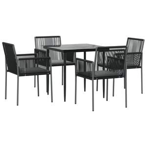 Ensemble de salle à manger de jardin en polyrotin noir 4 places, mobilier d'extérieur au design contemporain avec structure métallique - Product Image 3