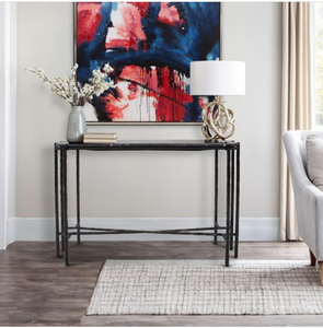<b>Black</b> Glass <b>Console</b> Table Metal Base Long Entryway Sofa Table Modern Luxury Contemporary Living Room Furniture - Product Image 6