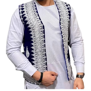 Chaleco Estilo Afgano para Hombre con Bordado Profesional, Chaleco Balochi de Verano, Transpirable, Resistente al Viento, Ropa Exterior para Eid - Product Image 4
