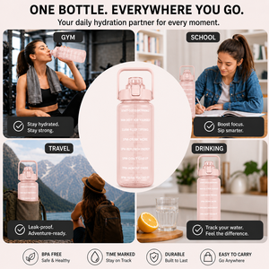 ขวดน้ำขนาดเล็ก 200 มล. ปลอดสาร BPA พร้อมตัวบอกเวลา ป้องกันการรั่วซึม ใช้ติดตามปริมาณน้ำดื่มประจำวัน - Product Image 6