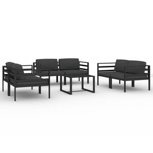 Ensemble de salon de patio en aluminium anthracite de 7 pièces avec coussins confortables pour mobilier d'extérieur - Product Image 2