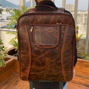 Handmade Full Grain Genuine Leather Laptop <b>Trolley</b> Backpack Vintage Cowhide Leather Outdoor Travel Luggage Suitcase <b>for</b> Unisex - Product Image 4