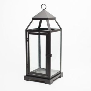 Farol de Jardín Alto de Hierro y Ratán, Hecho a Mano, Resistente, Color Negro METAL WAVE, para Uso Doméstico, Portavelas para Exteriores Fácil de Colocar, para Navidad - Product Image 6
