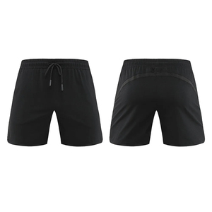 Short de bain pour homme, noir, à séchage rapide, avec cordon de serrage, taille mi-haute, tricoté géométrique, 100% polyester, avec poches, pour la plage et le surf - Product Image 1