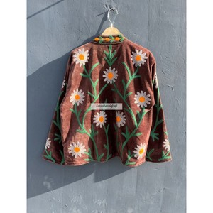 Veste en velours brodée de nouvelle conception, faite à la main, courte, unisexe, avec doublure en coton, style bohème chic - Product Image 5