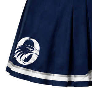 Jupe plissée bleu marine pour cheerleading avec bordure rayée jaune et blanche, uniforme de performance athlétique pour femmes et filles, tenue d'équipe - Product Image 6