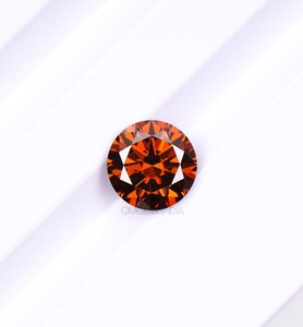 Diamant de laboratoire de couleur Cognac, taille ronde, couleur rouge, pierre lâche, fantaisie marron orangé, diamant CVD/HPHT pour la fabrication de bijoux, vente en gros - Product Image 2