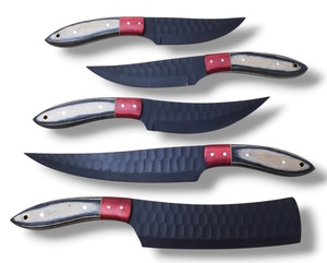 Ensemble de couteaux de chef en acier inoxydable Nordic Forge, cinq pièces, manches en bois Pakka, fabrication artisanale OEM personnalisée, ensemble de couteaux de cuisine avec sac de transport - Product Image 6