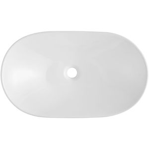 Lavabo Ovale in Ceramica Bianca 23,3" X 14,2" con Rubinetto a Leva per Piano del Bagno - Product Image 4