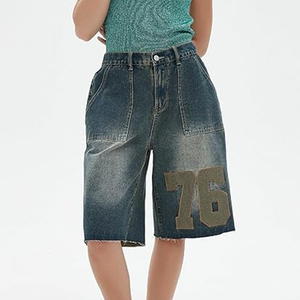 Proveedor de Pantalones Cortos de Mezclilla con Lavado Ácido al por Mayor, Unisex, Corte Holgado, Estilo Urbano, Vintage, de Algodón - Product Image 4