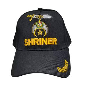 Casquette maçonnique brodée en flocage pour homme, détails faits main, accents de boutons perlés, profil structuré, sangle réglable - Product Image 1
