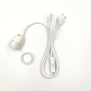 Cable de Alimentación Trenzado de Tela con <span class=keywords><strong>Enchufe</strong></span> Europeo, Interruptor de Botón 304, Cable con <span class=keywords><strong>Enchufe</strong></span> para Portalámparas <span class=keywords><strong>E27</strong></span> - Product Image 2