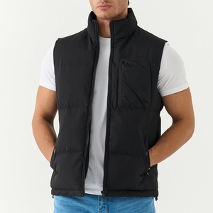 Custom Black Puffer Vest Men Warm Sleeveless Winter Bodywarmer <b>Lightweight</b> Padded <b>Gilet</b> with Multiple Pockets - Product Image 3
