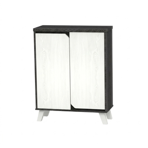 Modern 25_0049 2-Door 4-Tier Shoe <b>Cabinet</b> Curved <b>Corner</b> Panel Entryway Organizer Freestanding Storage - Product Image 5