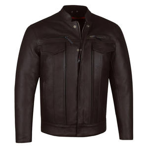 Blouson de moto unisexe en cuir de buffle premium, poches utilitaires, style street cruiser, pour motard, automne/printemps/hiver, respirant - Product Image 1