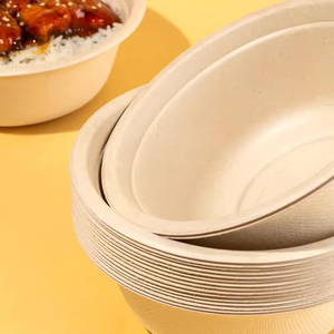 Modern <b>Party</b> Compostable Disposable <b>Plastic</b> <b>Bowls</b> Biodegradable Eco-Friendly Sugarcane Soup Salad Wheat Flakes Nature BPA FREE - Product Image 4