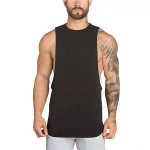 Débardeur uni pour homme en coton et élasthanne, coupe ajustée, sans manches, pour la gym, personnalisable avec impression de marque, vêtements de musculation, vente en gros - Product Image 2