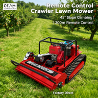 Mesin Pemotong Rumput Beroda Rantai dengan Pisau Hammer, Kontrol Jarak Jauh, Starter Elektrik Diesel 1000mm, Laris Terjual