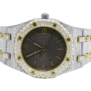 นาฬิกาโมอิสซาไนต์ทรงเหลี่ยมแบบ Iced Out ประดับเพชร VVS สไตล์ฮิปฮอปสุดหรู สีทองเหลือง สำหรับทั้งชายและหญิง สายสแตนเลสสตีลควอตซ์ขนาด 20 มม. - Product Image 3